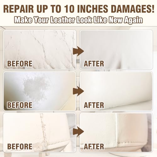 Vigorder Cream Leather Repair Kit for Furniture, Vinyl Repair Kit for Car Interior, Sofa, Purse and Jacket, Restore Any Material with Super Easy Instructions to Fix Scratches, Tears, Holes, Peeling - Image 3