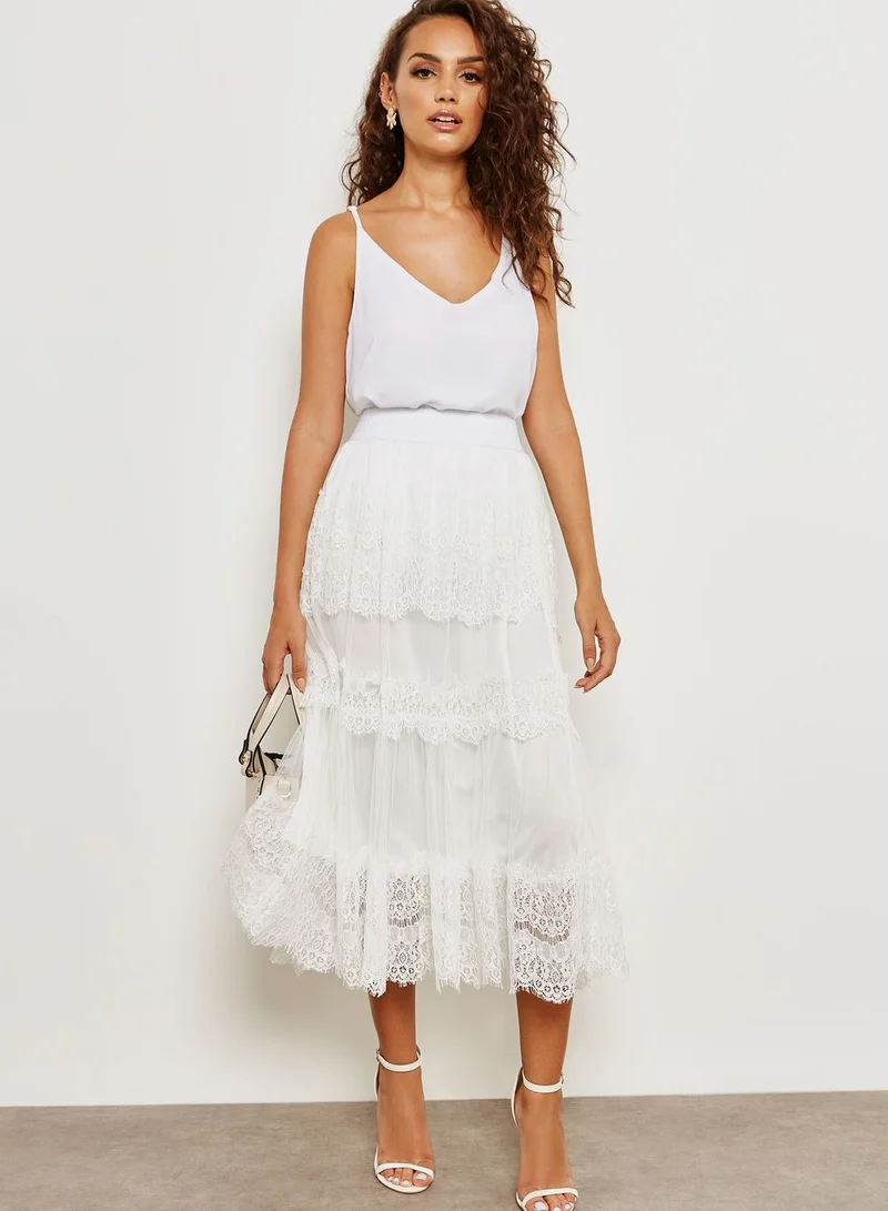 ELLA Lace Mesh Overlay Skirt