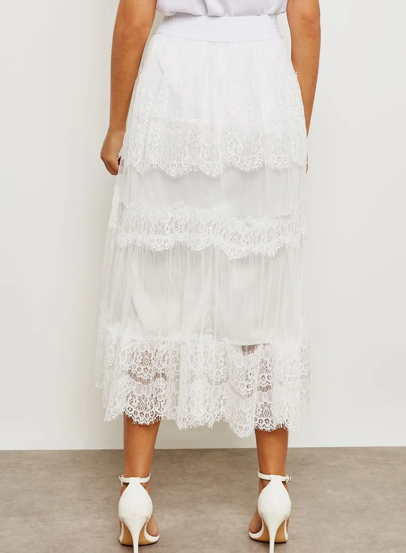 ELLA Lace Mesh Overlay Skirt