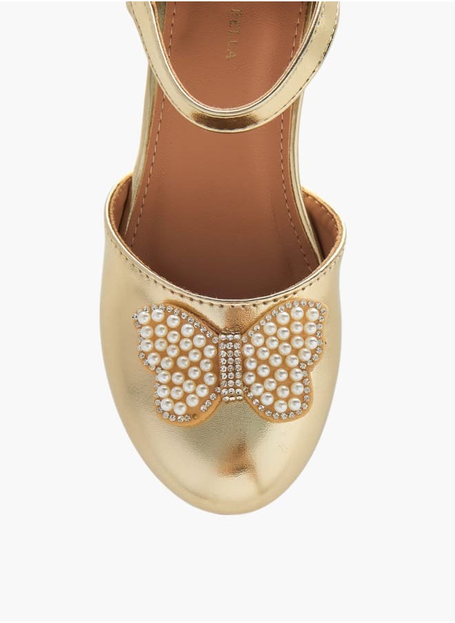 Flora Bella By Shoexpress Girls Butterfly Accent Ballerinas With Hook And Loop Closure  - Image 4