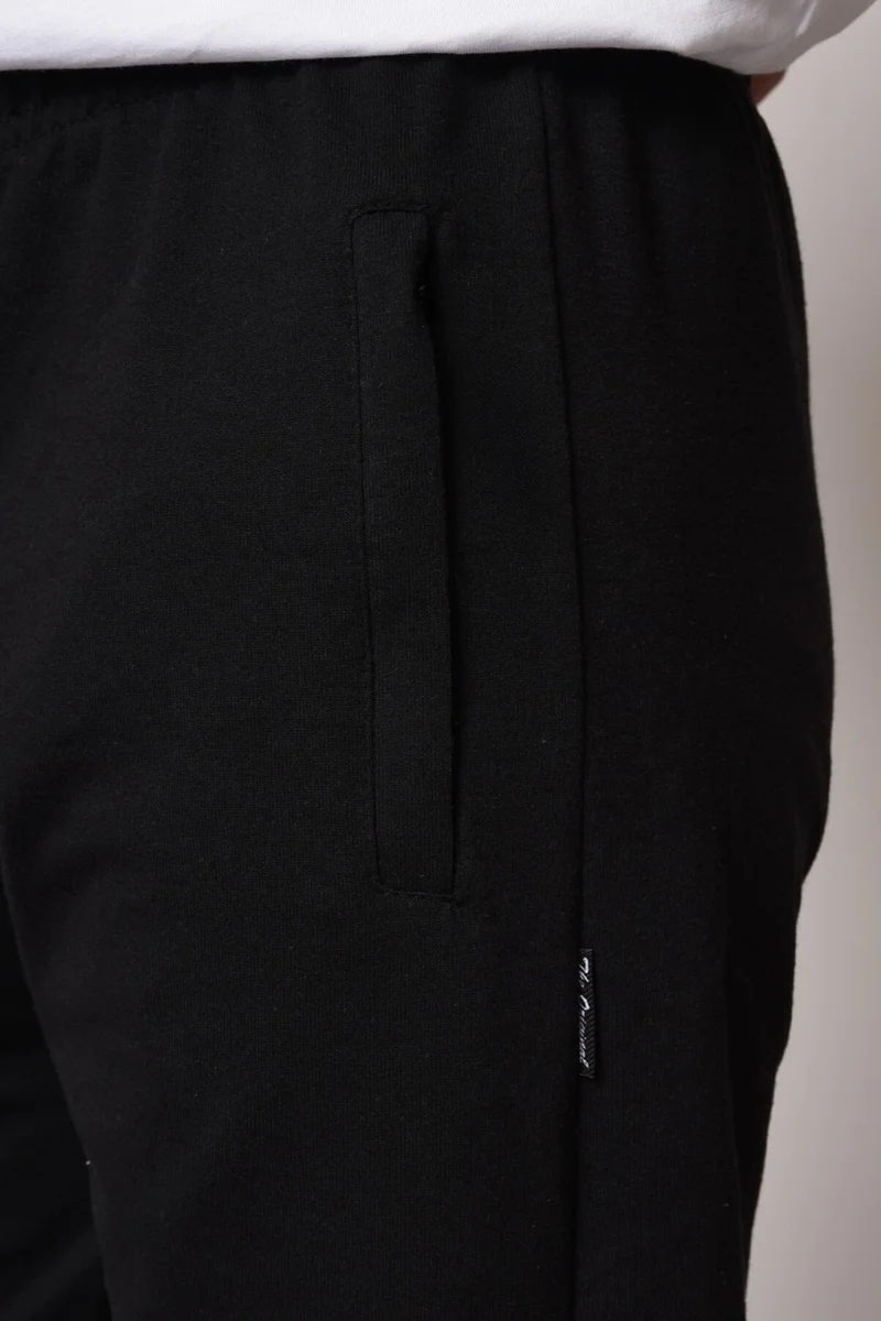 mmetalic Black Men's Straight Leg Pocket Zipper Detail Relaxed Cut Sweatpants