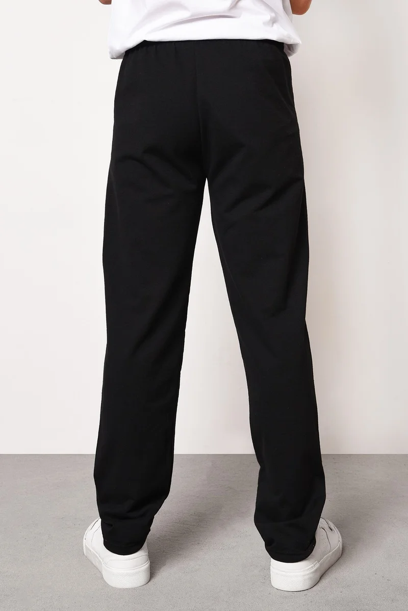 mmetalic Black Men's Straight Leg Pocket Zipper Detail Relaxed Cut Sweatpants
