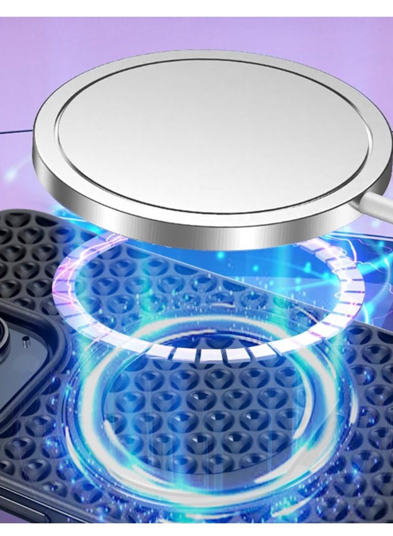 حافظة هاتف بدون إطار مضادة للحرارة متوافقة مع iPhone 16 Pro حافظة هاتف مغناطيسية (حامل هاتف حلقي مغناطيسي) تعمل على تبريد حافظة الهاتف السوداء بشكل فعال - Image 3