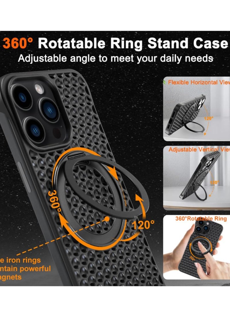 حافظة هاتف بدون إطار مضادة للحرارة متوافقة مع iPhone 16 Pro حافظة هاتف مغناطيسية (حامل هاتف حلقي مغناطيسي) تعمل على تبريد حافظة الهاتف السوداء بشكل فعال - Image 5