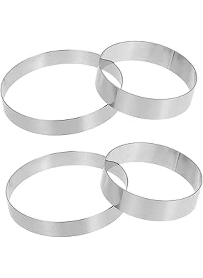 Stainless Steel Cake Molds Set of 2 for Baking Mousse Tart Versatile Puck Shape