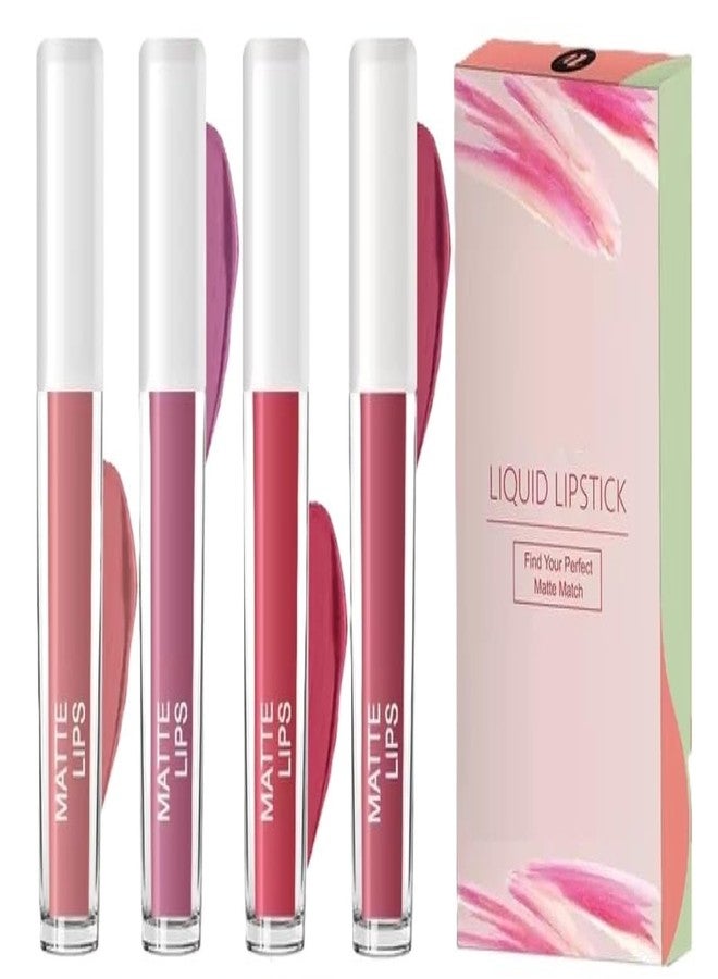 Glowhouse Matte Finish, Fab Lipstiks Combo Pack of 4 Matte Liquid Lipstick Set, 4 Nude Shades, Long-lasting Formula - Image 1