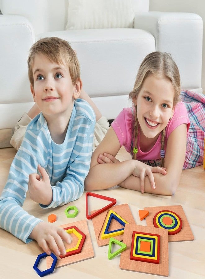 KLIFFOO 3pcs Toddler Puzzles Wooden Toys Games Montessori Rainbow Shape Sorting Puzzle Sensory Toy, Preschool Activities for Toddlers, Early Educational Gift for Kids Boys Girls Age 1-4 Year - Image 5