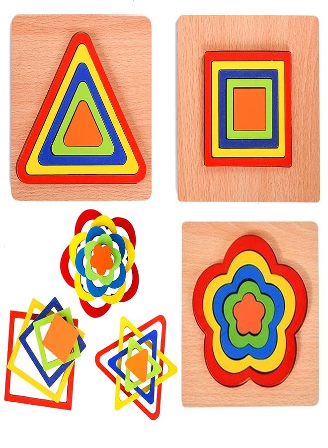 KLIFFOO 3pcs Toddler Puzzles Wooden Toys Games Montessori Rainbow Shape Sorting Puzzle Sensory Toy, Preschool Activities for Toddlers, Early Educational Gift for Kids Boys Girls Age 1-4 Year - Image 1