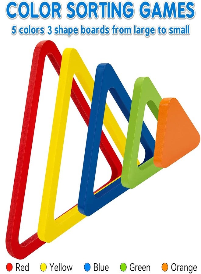 KLIFFOO 3pcs Toddler Puzzles Wooden Toys Games Montessori Rainbow Shape Sorting Puzzle Sensory Toy, Preschool Activities for Toddlers, Early Educational Gift for Kids Boys Girls Age 1-4 Year - Image 4