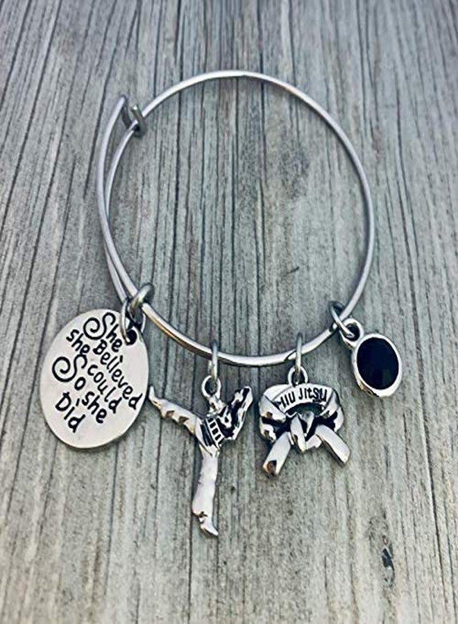 Sportybella Jiu Jitsu Charm Bracelet - She Believed She Could Martial Arts Black Belt Charm Bracelet, Brazilian Jiu Jitsu Gift for Women, Jiujitsu Accessories - Image 2