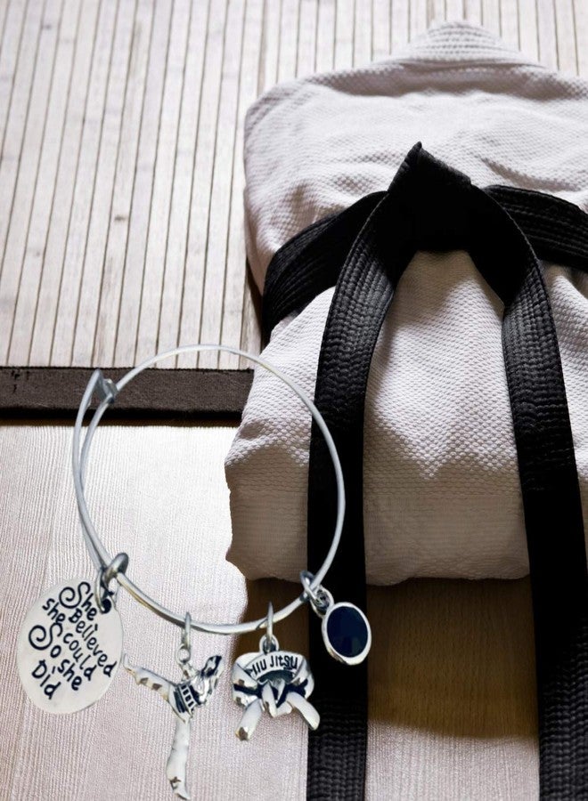 Sportybella Jiu Jitsu Charm Bracelet - She Believed She Could Martial Arts Black Belt Charm Bracelet, Brazilian Jiu Jitsu Gift for Women, Jiujitsu Accessories - Image 3