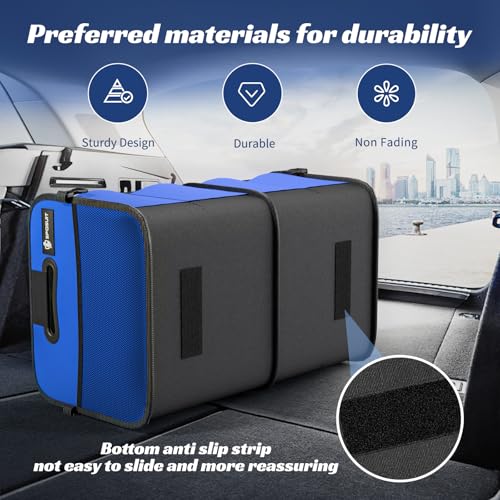 Sposuit Trunk Organizer for Car - 70L Collapsible Car Storage with 11 Pockets & Reinforced Handles, SUV Trunk Organizers for Grocery Cargo(Blue) - Image 3