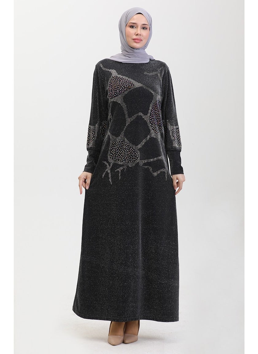 Sefa Merve - Stone Evening Dress 0432-04 Black - Image 1