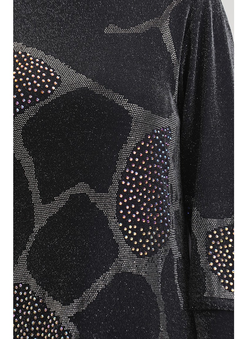 Sefa Merve - Stone Evening Dress 0432-04 Black - Image 1