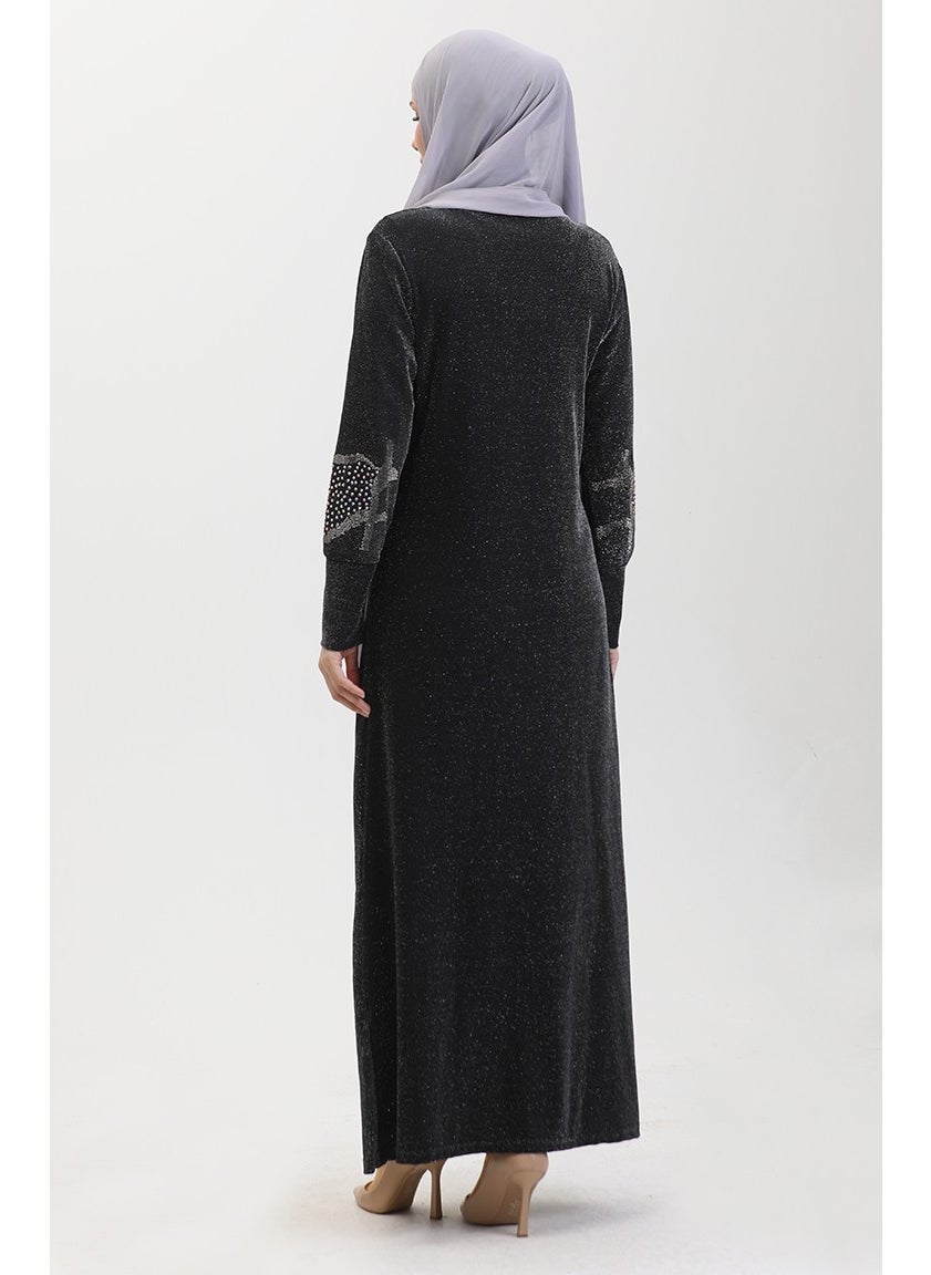 Sefa Merve - Stone Evening Dress 0432-04 Black - Image 1