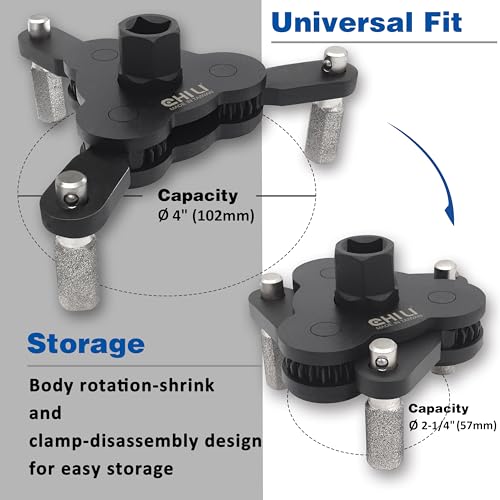 CHILI TOOLS Universal Adjustable No-Slip Magnetic Oil Filter Wrench with 3/8" Square Drive | Range From 2-1/4 to 4 inch Oil Filters Removal Tool | For Motorcycles, Cars & Trucks | Made in Taiwan - Image 2