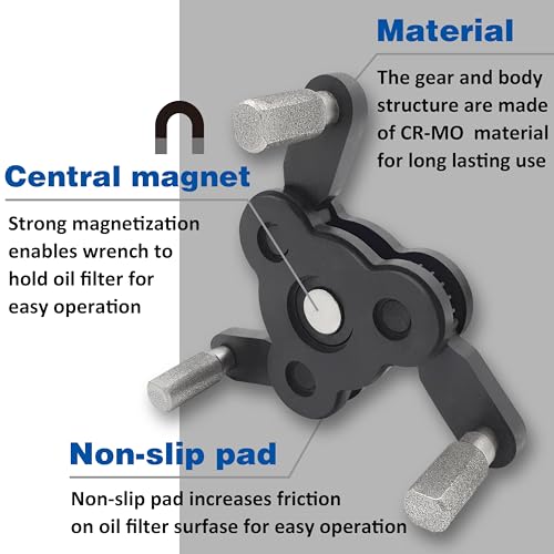 CHILI TOOLS Universal Adjustable No-Slip Magnetic Oil Filter Wrench with 3/8" Square Drive | Range From 2-1/4 to 4 inch Oil Filters Removal Tool | For Motorcycles, Cars & Trucks | Made in Taiwan - Image 3