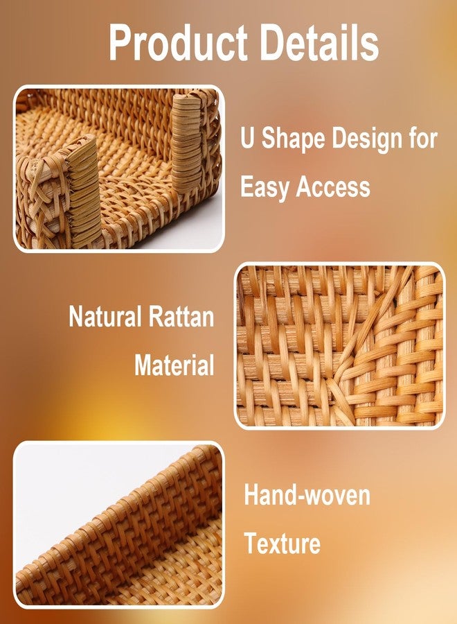 Shonmogar 4 x 6 Inch Sticky Note Holder,Rattan Post It Note Dispenser,Wicker Sticky Note Dispenser,Farmhouse Style Post It Holder for Home Office Desk Decor,Honey Brown - Image 3