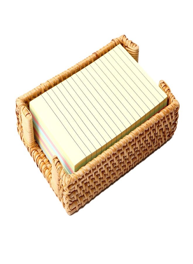 Shonmogar 4 x 6 Inch Sticky Note Holder,Rattan Post It Note Dispenser,Wicker Sticky Note Dispenser,Farmhouse Style Post It Holder for Home Office Desk Decor,Honey Brown - Image 1