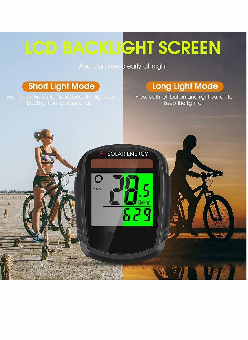 Y&D - Bike Computer with Solar Energy, Wireless Bicycle Speedometer Odometer Cycling Multi Function Waterproof Display Backlight - Image 1