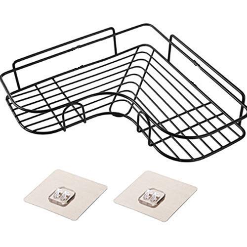 MOSHTU Wall Mounted Self-Adhesive Metal Bathroom Corner Rack Storage Corner Shelf Holder Decorative Stainless Steel Wall Shelves for Bathroom and Kitchen (Multicolor) (1PCS) - Image 1