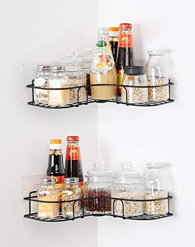 MOSHTU Wall Mounted Self-Adhesive Metal Bathroom Corner Rack Storage Corner Shelf Holder Decorative Stainless Steel Wall Shelves for Bathroom and Kitchen (Multicolor) (1PCS) - Image 3