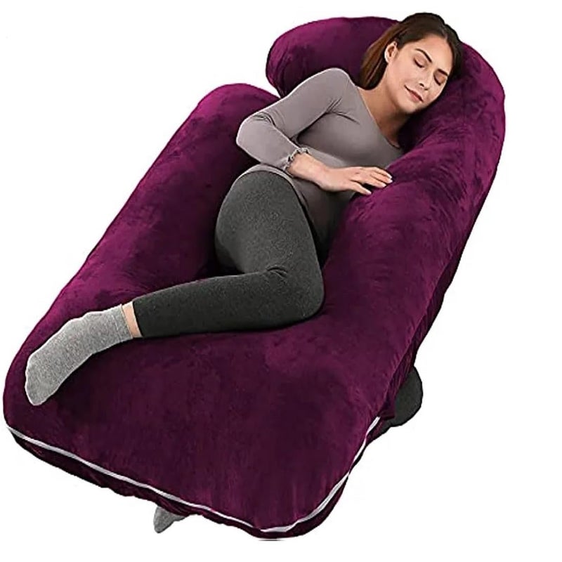 Jasan Ultra Soft J Shaped Pregnancy Pillow Body Pillow for Sleeping Baby Nursing Cushion Maternity Pillow with Velvet Zippered Cover  - Image 2