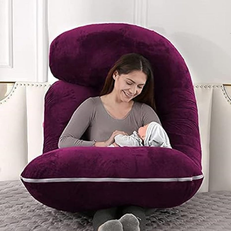 Jasan Ultra Soft J Shaped Pregnancy Pillow Body Pillow for Sleeping Baby Nursing Cushion Maternity Pillow with Velvet Zippered Cover  - Image 3