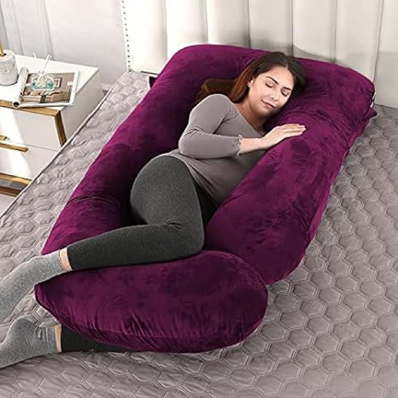 Jasan Ultra Soft J Shaped Pregnancy Pillow Body Pillow for Sleeping Baby Nursing Cushion Maternity Pillow with Velvet Zippered Cover  - Image 1