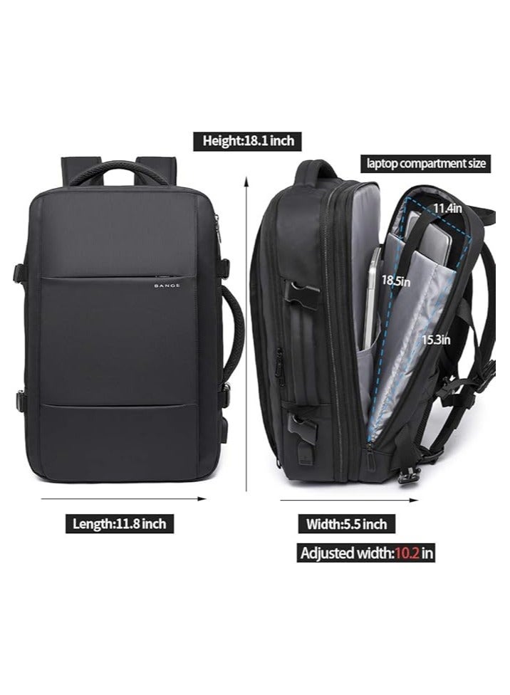 بانجي حقيبة ظهر للسفر من BANGE قابلة للتوسيع، معتمدة من الطيران، حقيبة ظهر لحقيبة السفر الدولية، حقائب ظهر للكمبيوتر المحمول متينة مقاومة للماء مقاس 17 بوصة، حقيبة ظهر كبيرة لحقائب السفر في عطلة نهاية الأسبوع للرجال والنساء - Image 5