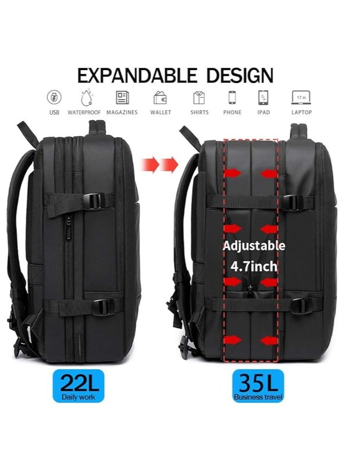 بانجي حقيبة ظهر للسفر من BANGE قابلة للتوسيع، معتمدة من الطيران، حقيبة ظهر لحقيبة السفر الدولية، حقائب ظهر للكمبيوتر المحمول متينة مقاومة للماء مقاس 17 بوصة، حقيبة ظهر كبيرة لحقائب السفر في عطلة نهاية الأسبوع للرجال والنساء - Image 3