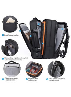BANGE BANGE Travel Backpack Expandable, Flight Approved Carry On Backpack For International Travel Bag, Water Resistant Durable 17-inch Laptop Backpacks, Large Daypack Business Weekender Luggage Backpack for Men And Women  - Image 3