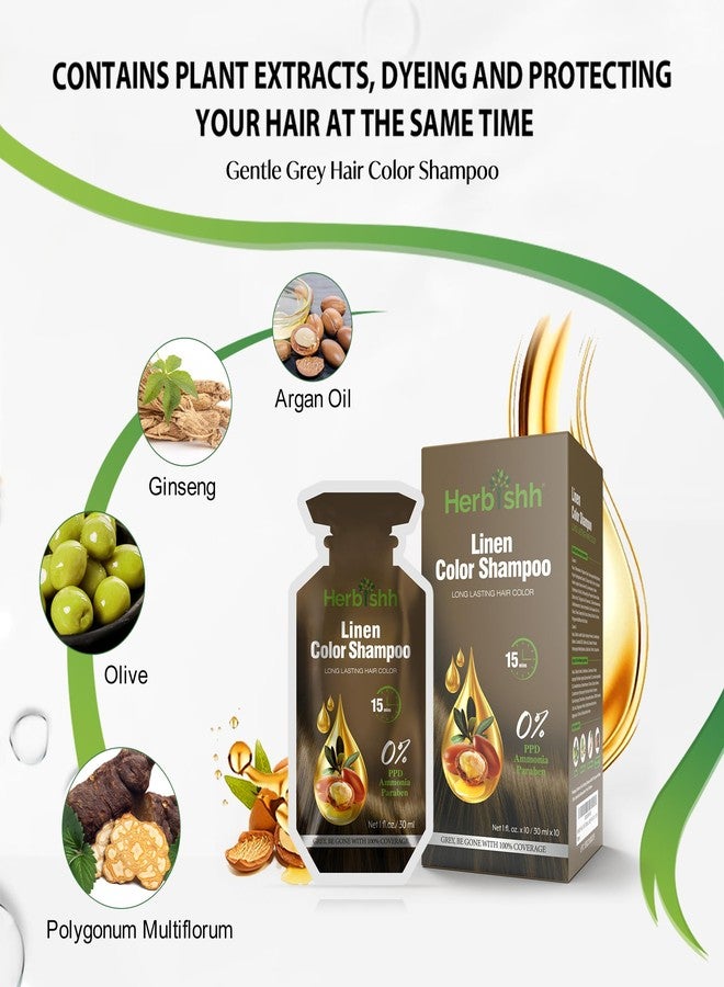 Herbishh Hair Color Shampoo 10 Sachet +1 Argan Hair Mask Pouch | 3 in 1 Hair Dye | PPD Free | Easy to Use | Gray Coverage | Travel Size | Available in 6 Colors | Long Lasting Hair Color | (Linen) - Image 4