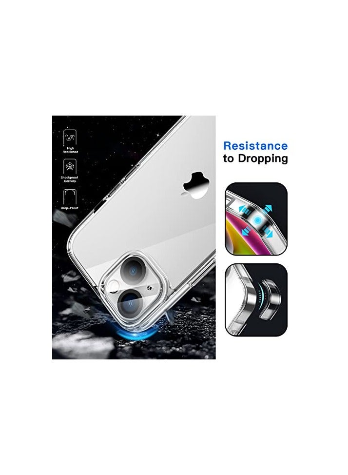 JETech 5 in 1 Case for iPhone 14 6.1-Inch, with 2-Pack Screen Protector and Camera Lens Protector, Non-Yellowing Shockproof Bumper Phone Cover, Full Coverage Tempered Glass Film (Clear) - Image 3