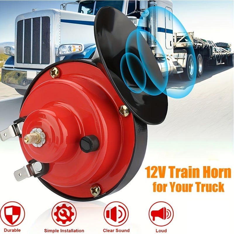 12V Red Ultra Loud Electric Snail Horn Kit High Low Tone Universal Replacement For Truck Car - Image 1