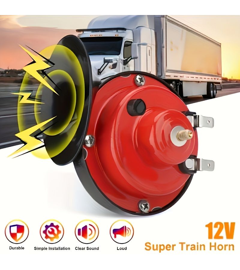 12V Red Ultra Loud Electric Snail Horn Kit High Low Tone Universal Replacement For Truck Car - Image 5