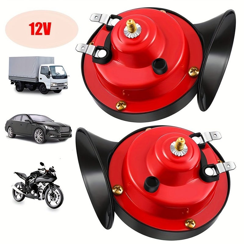 12V Red Ultra Loud Electric Snail Horn Kit High Low Tone Universal Replacement For Truck Car - Image 4