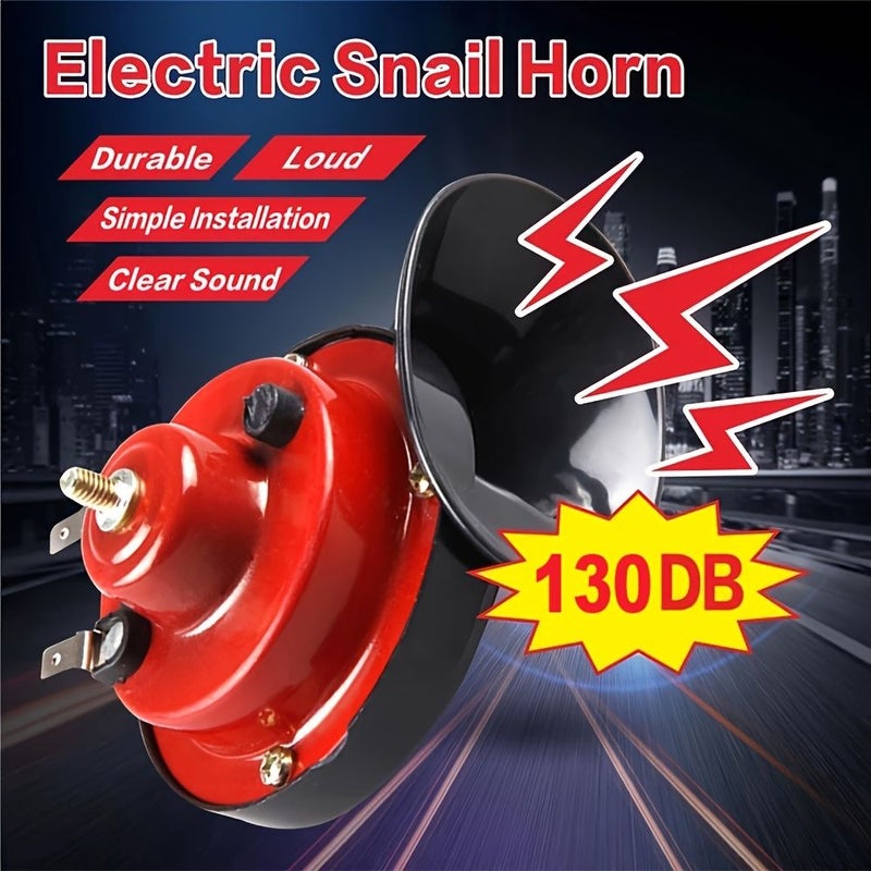 12V Red Ultra Loud Electric Snail Horn Kit High Low Tone Universal Replacement For Truck Car - Image 2