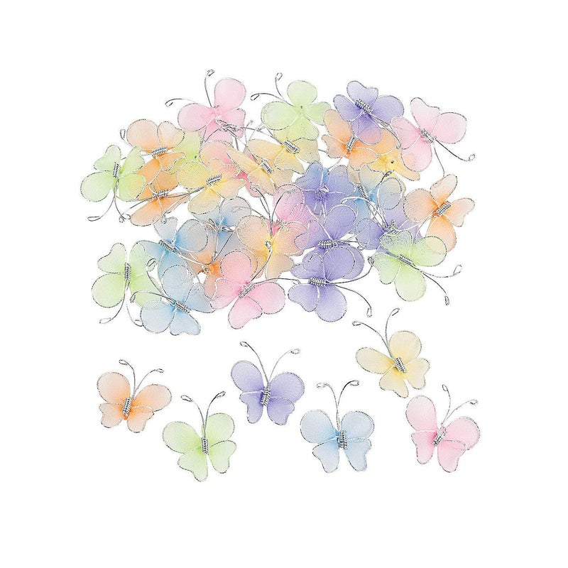 Fun Express Nylon Butterflies Bulk Set of 36 Crafts and Scrap Booking Supplies - Image 2