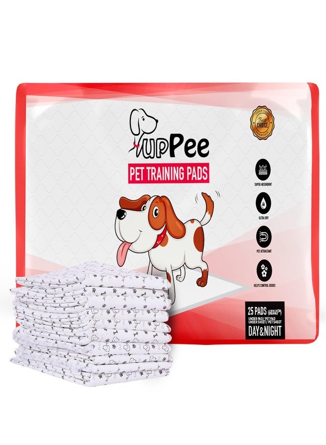 PUPPEE فوط تدريب الحيوانات الأليفة PUPPEE للكلاب والقطط والجراء والحيوانات الأليفة، فوط فائقة الامتصاص للبول | مدرب على التبول والتبرز | فوط تدريب على استخدام المرحاض، مدرب على استخدام المرحاض للحيوانات الأليفة والجراء | مقاومة للماء بنسبة 100% وغير قابلة للانزلاق - 60 × 45 سم (متوسط) - 25 قطعة - Image 1
