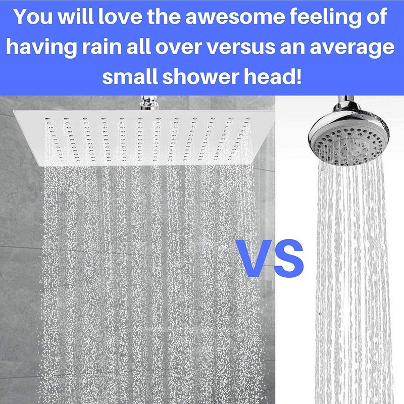 IONIX 10 x 10 inch Stainless Steel 304 shower head 10 inch, shower head for bathroom 10 inch Easy self installation, 1 set, silver - Image 5