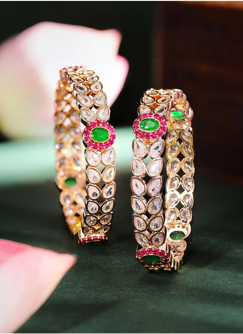 Priyaasi Set Of 2 Plated Stone Studded Bangles