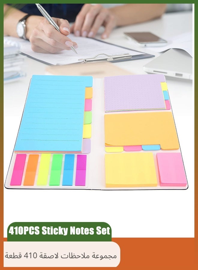 Sticky Notes Set, 410pcs Divider Sticky Notes Tabs,Multicolor Sticky Note Set, Sticky Page Markers Prioritize Coding Sticky Divider Tabs for Planner Sticky Notes Tabs for School Supplies, Office, Book Notes - Image 1
