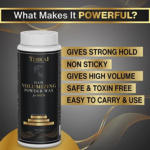 Terrai Hair Volumizing Powder Wax for Men | 24Hrs Strong Hold With Matte Finish Hair Styling | All Nautral & Safe Hair Styling Powder | For All Hair Types - 10gm - Image 3