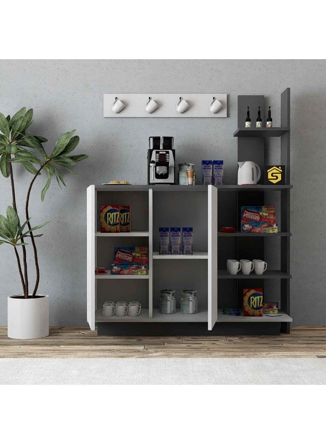 Stylish Home White and gray coffee corner cabinet with hanging shelf - RC06 40x120x90 cm - Image 2