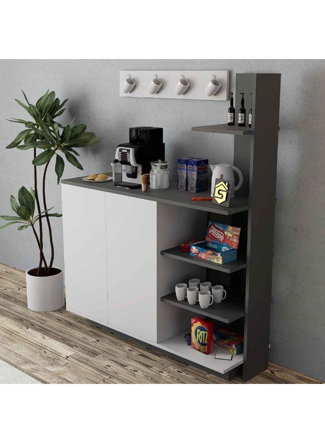 Stylish Home White and gray coffee corner cabinet with hanging shelf - RC06 40x120x90 cm - Image 3