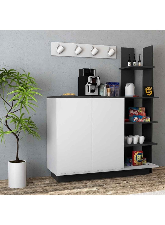 Stylish Home White and gray coffee corner cabinet with hanging shelf - RC06 40x120x90 cm - Image 4