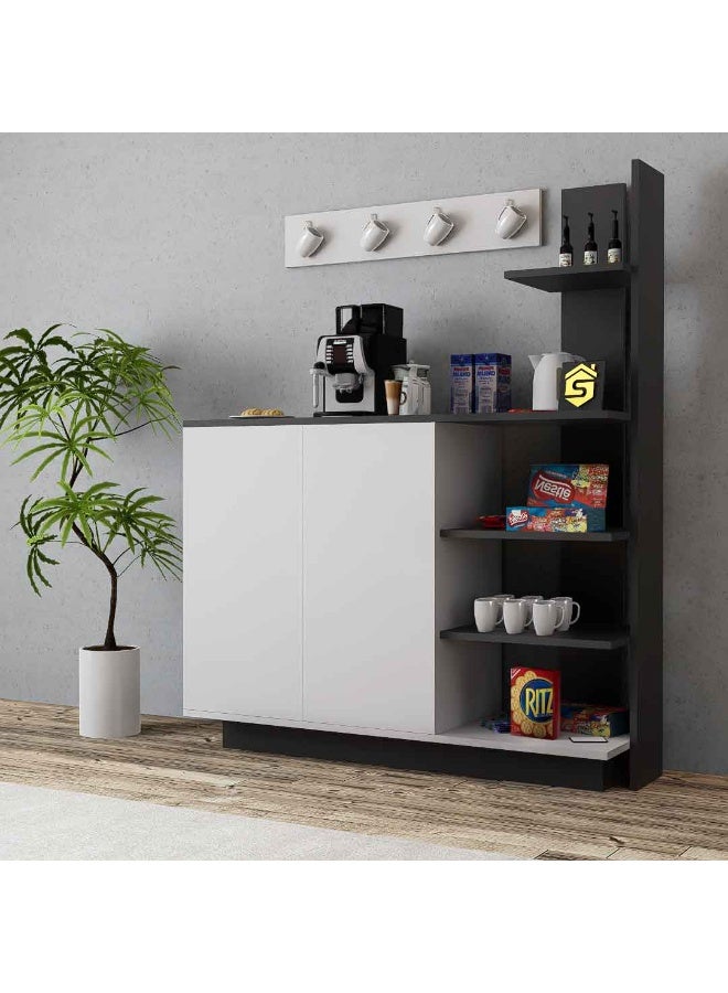 Stylish Home White and gray coffee corner cabinet with hanging shelf - RC06 40x120x90 cm - Image 5