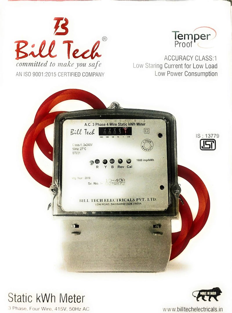BillTech Billtech Sub Meter AC 3 Phase 4 Wire Counter Type Meter Rating 1040Amp Class1  - Image 3
