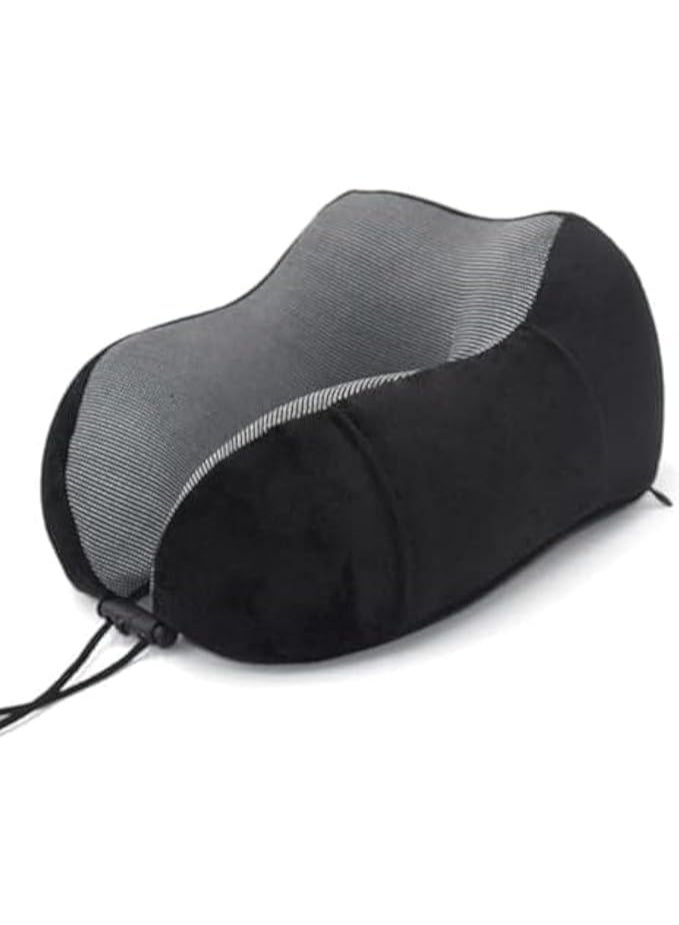 Memory Foam U-Shaped Travel Neck Pillow - Soft Slow Rebound Neck Pillow for Airplane & Car - Health Care Bedding Support Pad (Black, 10x13x11cm)